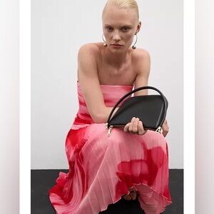 MNG Mango Pink Red Women's Printed Pleated Skirt - XL